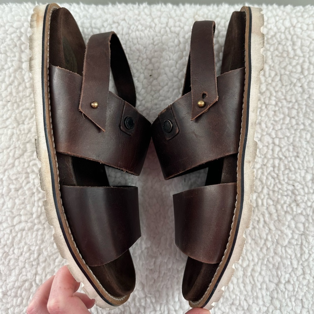 Base London Brown Leather Sandals - Picture 4 of 9